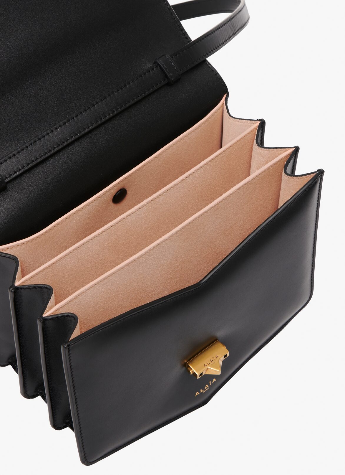 BOLSO LE PAPA DE PIEL DE BECERRO ALAÏA NEGRO BOLSO LE PAPA DE PIEL DE BECERRO